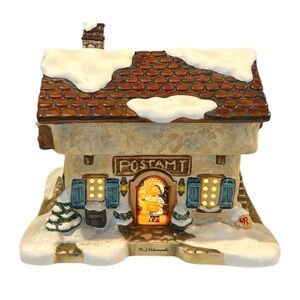 Vintage Hummel Post Office SIGNED Light Up “Christmas Mail” Porcelain House 90s